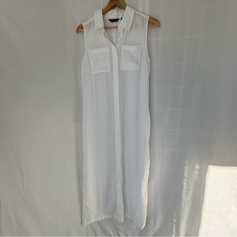 G by Giuliana White Sleeveless Midi shirt dress small
